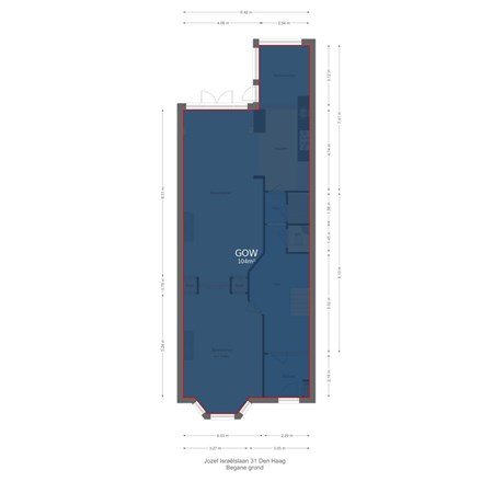 Floorplan - Jozef Israëlslaan 31, 2596 AM Den Haag